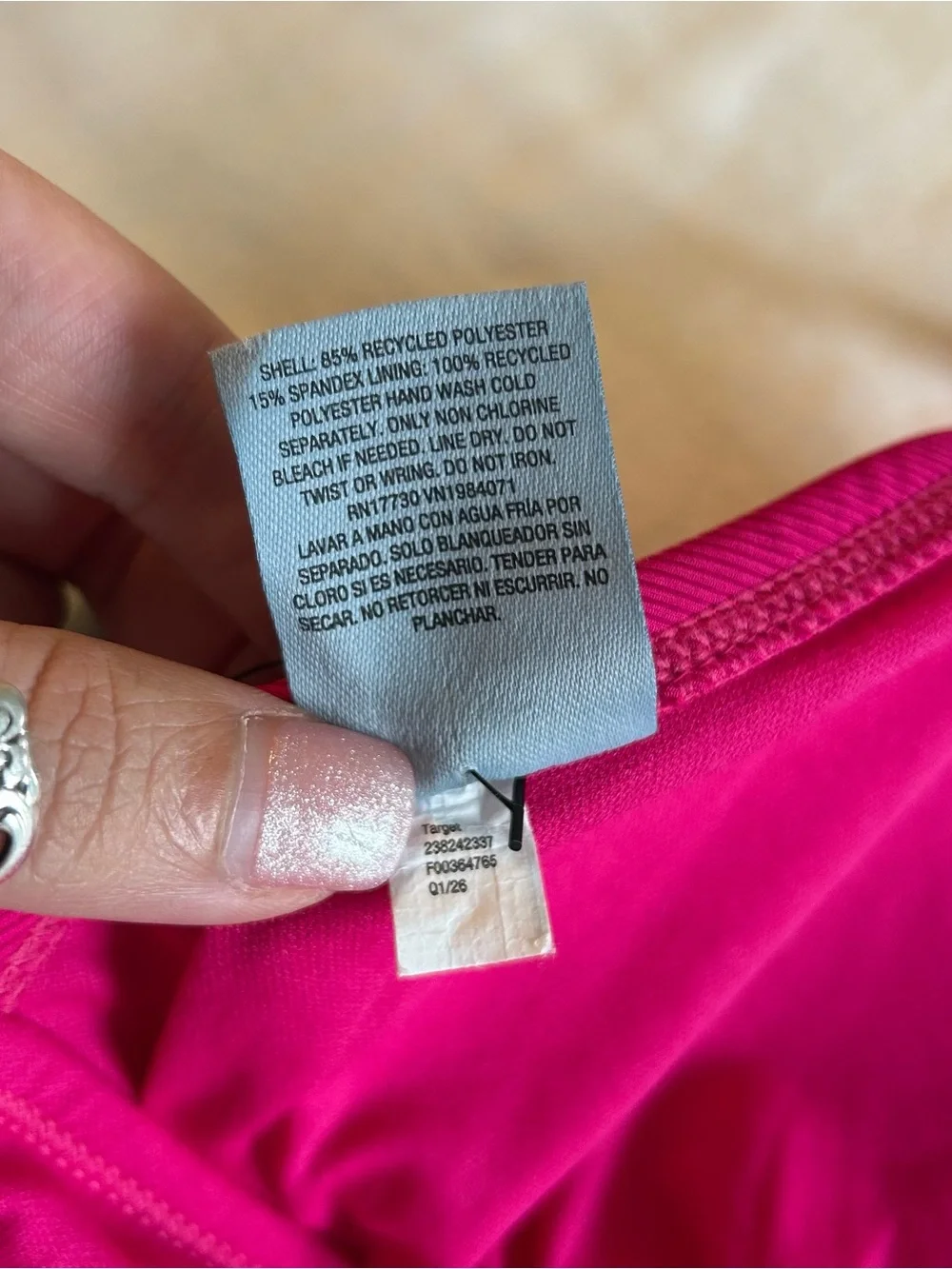 Shade and Shore hot pink bikini removable pads ties at neck hooks in back size L
